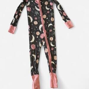 Little Sleepies Infant Girl To the Moon Pink Zippie 18-24 Months